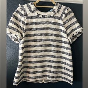 Draper James Navy and White Tweed Top